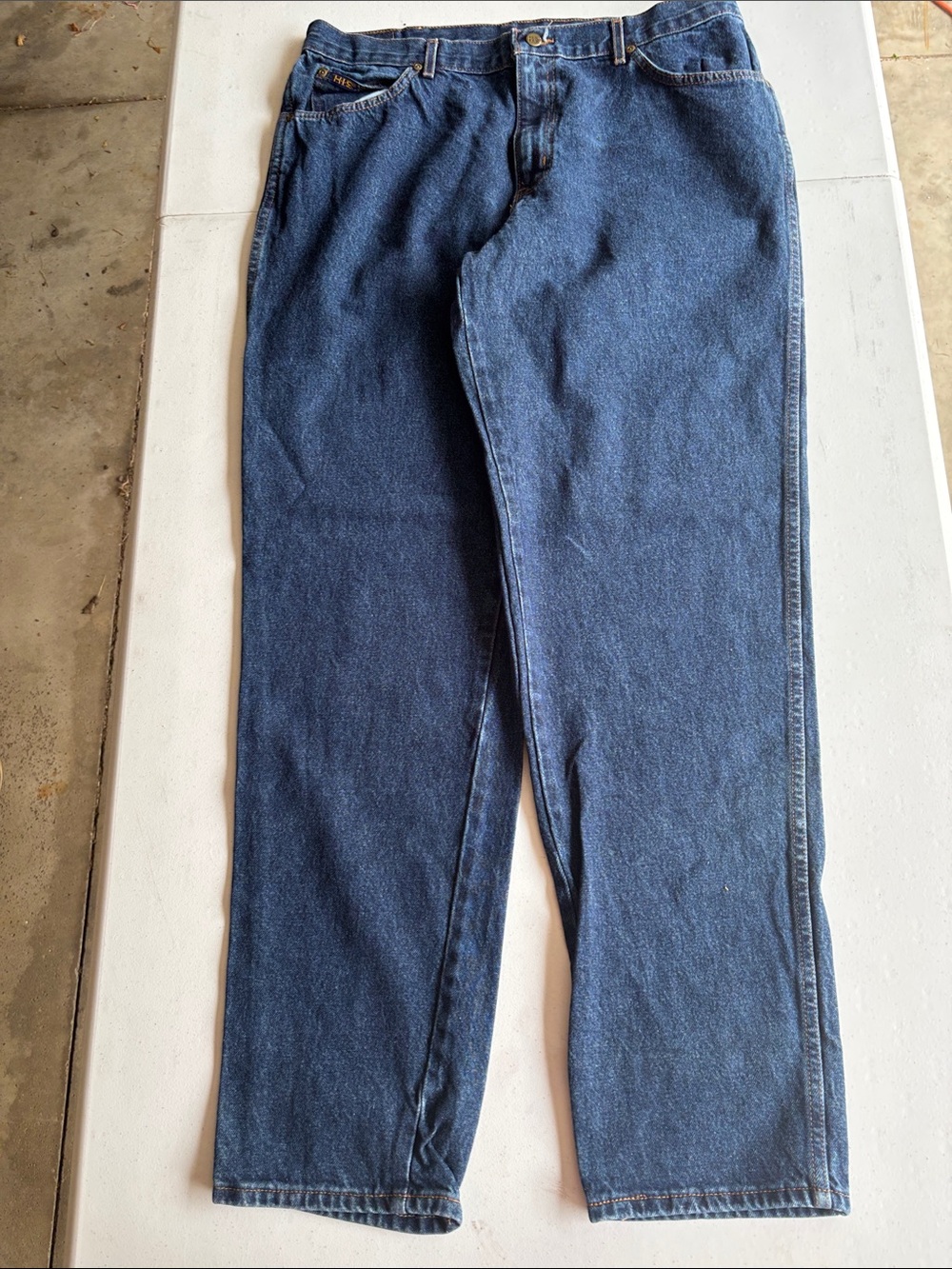 H.I.S Men's Straight Leg Jeans in Dark Blue Denim